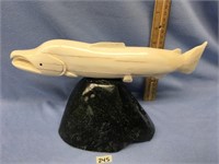 Outrageous 12" fossilized ivory carving of a salmo