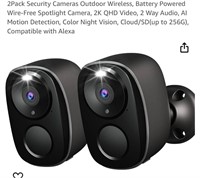 2Pack Security Cameras Outdoor Wireless