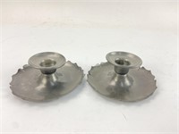 Antique Pewter Candle Stick Holders