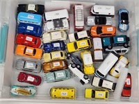 ASSORTED LOT OF VARIOUS BRAND DIECAST W/ TOTE