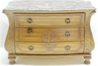 Bombe Carved Marble Top 3 Drawer Chest