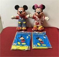 Vintage Mickey & Minnie Mouse dolls and 2 Mickey