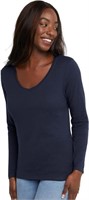 (N) Hanes Womens V-Neck Long Sleeve Tee