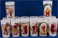 Lot of 14 Vintage Federal Frosted Dickens Tumblers