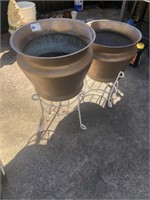 (2) Metal Flower Stands & Planters