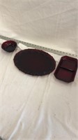 Ruby Red Avon Divided Dish, Bowl & Platter Lot