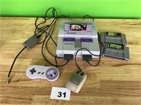 Super NES with Controller, Mouse, and 3 Games