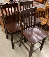 (3) Dark Finish Bar Stools