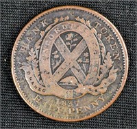 1837 CANADA 1/2 PENNY CENT COIN Bank Token