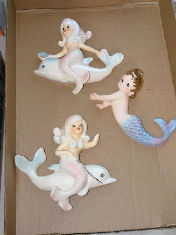 Porcelain Mermaid / Dolphin wall decor