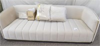 Modern Ivory Velvet Sofa Gold Trim 80x24x33