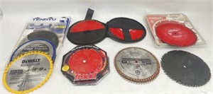 Assorted Used 10 in Saw Blades & Case