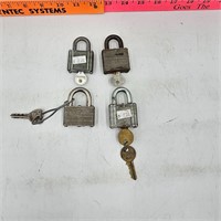 Vintage Master Locks (4) with keys