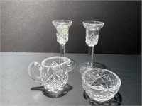 WATERFORD CRYSTAL 6" CANDEL STICKS CREAMER 3"