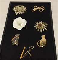 Seven Vtg Brooches - Sarah Coventry & Unmarked