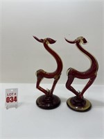 Vintage Blown Glass Gazelle Statues
