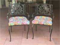Two Wrought Iron Ornate Outdoor Chairs
