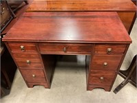 Wood desk with lion handles