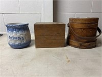 Recipe Box, Blue & White Jar, Sugar Bucket