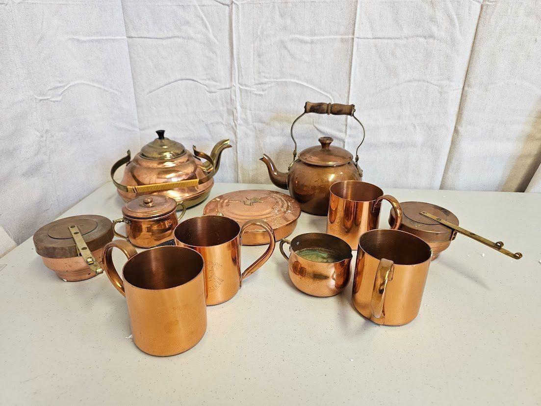 assorted copperware