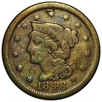 1848 Braided Hair Large Cent NICELY CIRCULATED