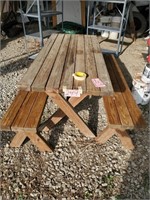 Wooden Picnic Table with 2 Benches