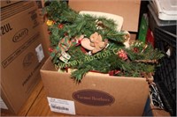 BOX OF CHRISTMAS GREENERY/ TOTE OF CHRISTMAS DÉCOR