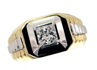 Gents 10k Gold 1.36 ct Princess Lab Diamond Ring