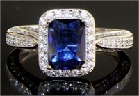 Brilliant Radiant Cut Sapphire & White Topaz Ring