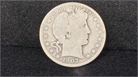 1907-D Silver Barber Half Dollar