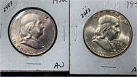 1952, 1958 Silver Franklin (2) Half Dollars