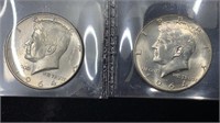 (2) UNC 1964-D Silver Kennedy Half Dollars