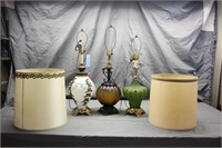 (3) Vintage Lamps & (2) Lamp Shades, Works Per