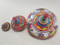 (3) VTG Metal Ohio Art Co. Spinner Tops