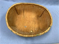 Handwoven birch bark bowl, needs repair, approx. 1