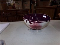 Handmade pottery footed bowl