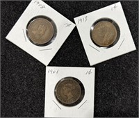 3 Canada One Cent Coins Lot!