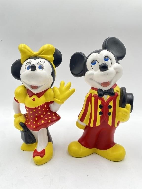 1977 Mickey & Minnie Mouse Porcelain Figurines 9"