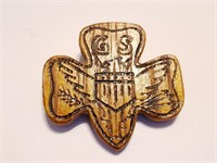 VTG GIRL SCOUTS WOOD PIN / BROOCH