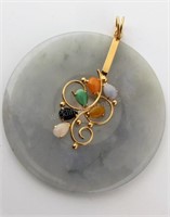 Jade, 14K, Semi-Precious Disc Pendant