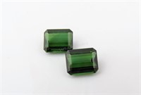 Two Emerald Cut Green Tourmaline Stones