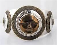 Man In the Moon Signed Sterling Cuff Bracelet