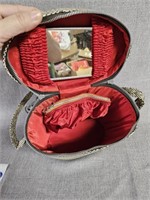 Vintage Makeup Bag red Satin lined