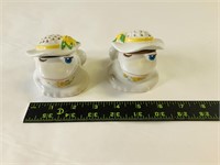 Floral frog ceramic salt and pepper shakers