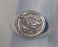 Vintage Sterling Eye of Ra Signet Ring
Nice