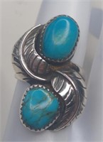 Vintage Sterling Turquoise Navajo Feather