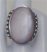 Sterling Pink Mother of Pearl Oval