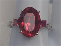 Sterling Oval Cut Red Ruby Ring
Stunning