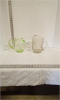 Green Etched & Clear Water Jugs