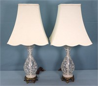 Pr. Vintage Glass Table Lamps